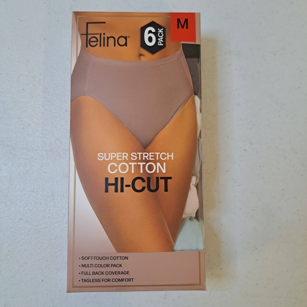 Felina Hi-Cut Panty Women Medium Multi Super Stretch Cotton 6-Pack 1582-224